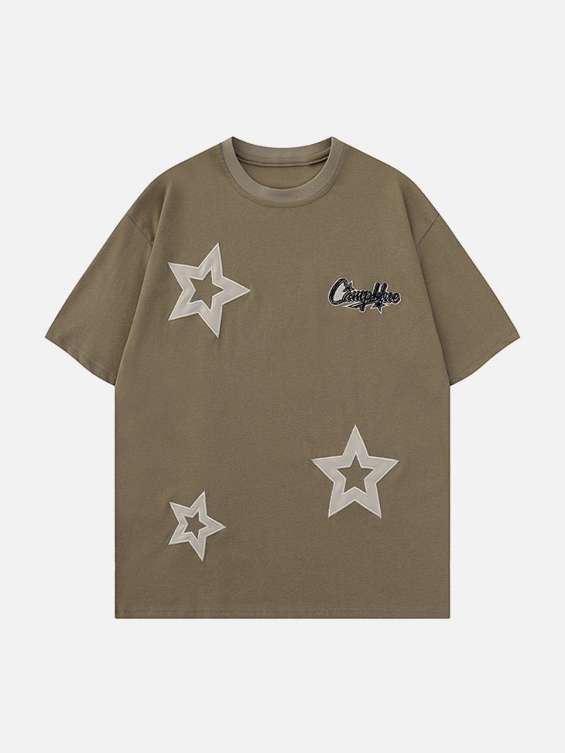 Noir  T Shirts Aelfric Eden Applique Embroidery Star Tee - JBF-5990642